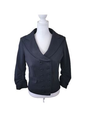 Gibson Double Breasted Black Jacket Cotton Blend Stretch Coat Women's Size XS